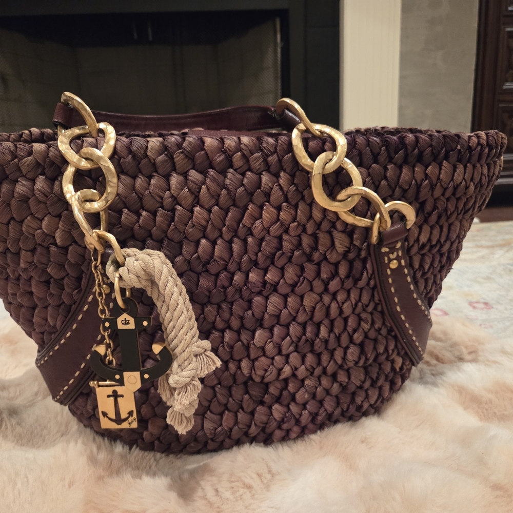 Juicy Couture Brown Woven Tote with Gold Accents